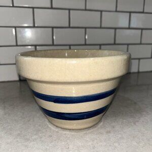 Robinson Ransbottom Pottery Bowl Blue Striped 6" Vintage Roseville 303 1-Quart